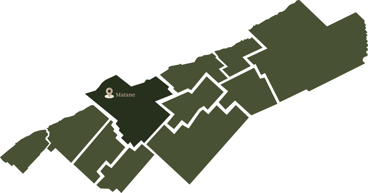 Une carte très simplifié de Matane et son entourage